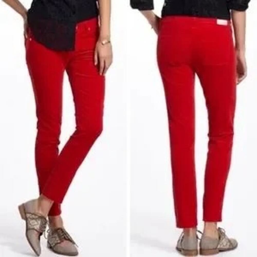AG Adriano Goldschmied Red Corduroy Slim Straight Leg Pants 28R